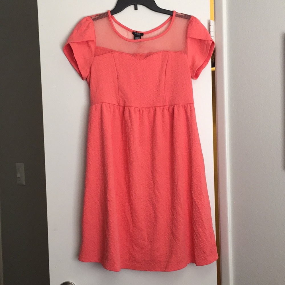 Coral dress at the knee